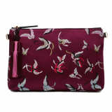Womans Handbag_ Butterfly Fabric and Cowhide Combined Clutch